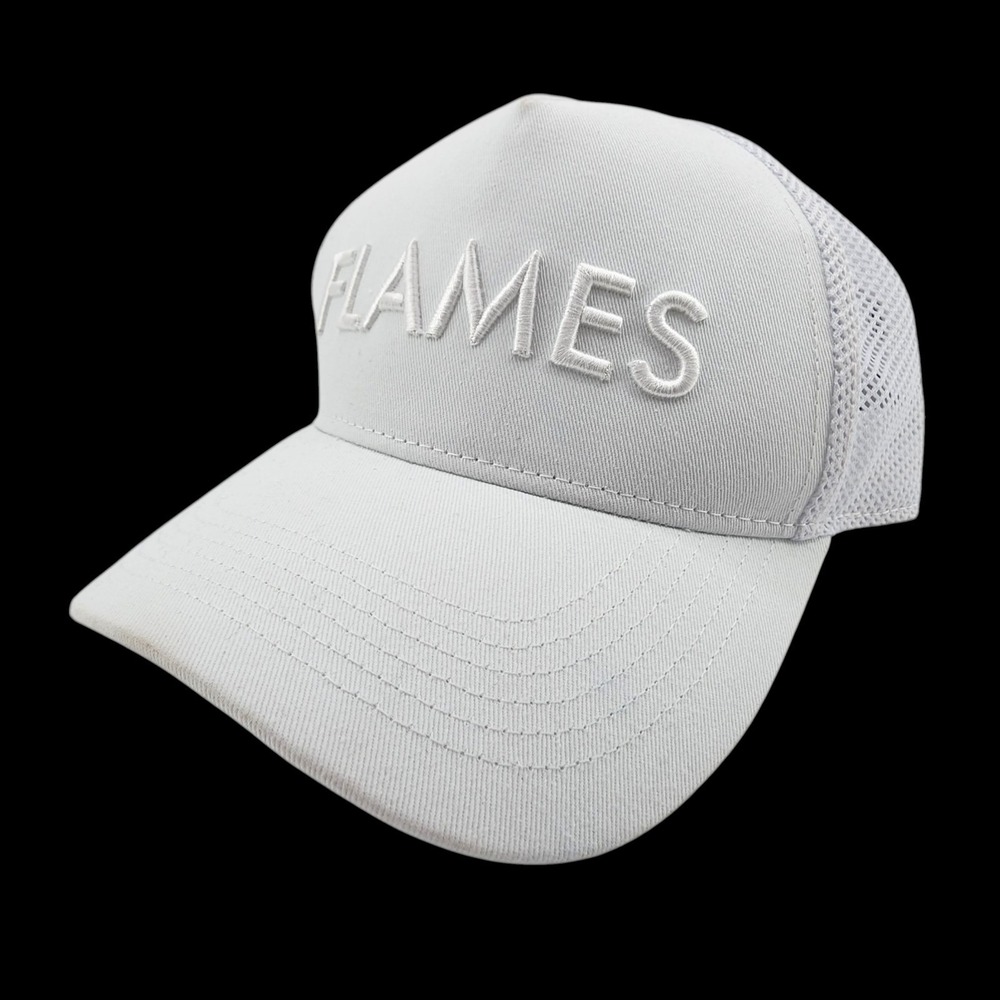 Line Change Calgary Flames Hat Embroidered White on White Mesh Back Snapback